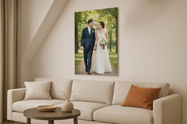 trouwfoto op aluminium verlijmd