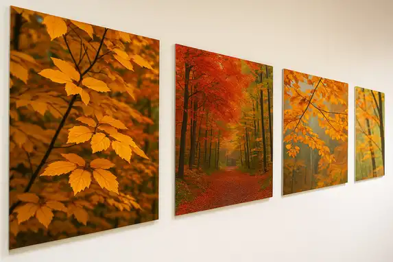 Foto op aluminium met heldere kleuren, perfect voor moderne wanddecoratie.