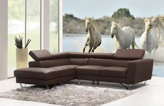 Fotobehang met paarden in de branding als wanddecoratie.