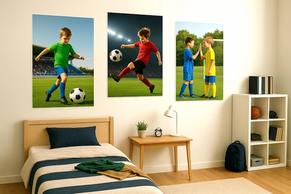 Voetbalfoto als poster is altijd mooi voor de jongenskamer!
