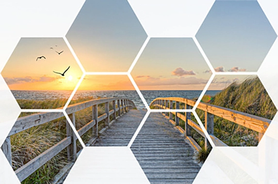 Meerluik van hexagon foto's in diverse formaties en materialen!