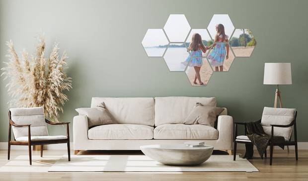 Foto over meerdere hexagons verdeeld, mooi in ieder interieur.