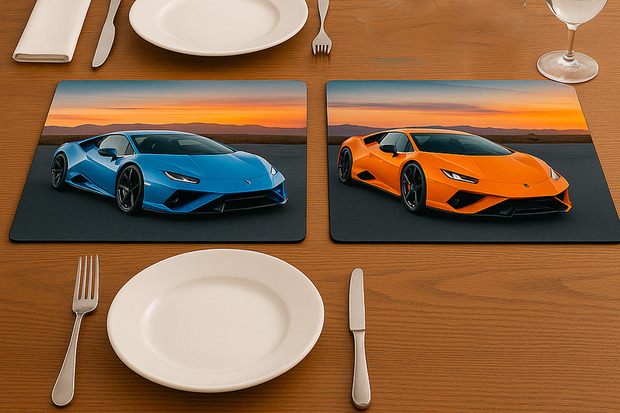 Sportautos op placemat